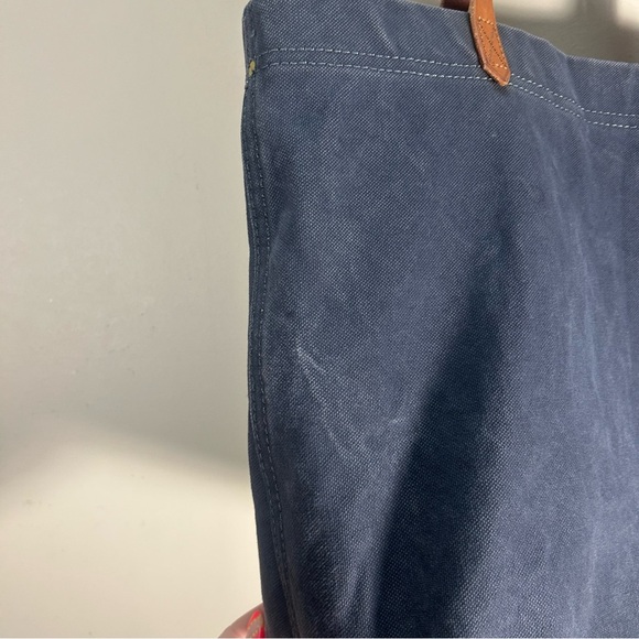 Madewell Navy Canvas Transport Tote Bag Leather Handles - Picture 5 of 9